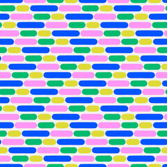 Stylish hand-drawn seamless pattern. Soft shapes, bold colors, striped print. Isolated vector - suitable for web design, invitations, posters, textile printing