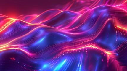 Fototapeta premium Neon glitch frame, futuristic tech banner, vibrant noise effect, digital design template, eye catching vector