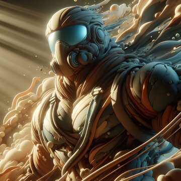 Futuristic Armored Alien: A Radiant Sci-Fi Depiction of Mysterious Intensity and Thoughtful Contemplation