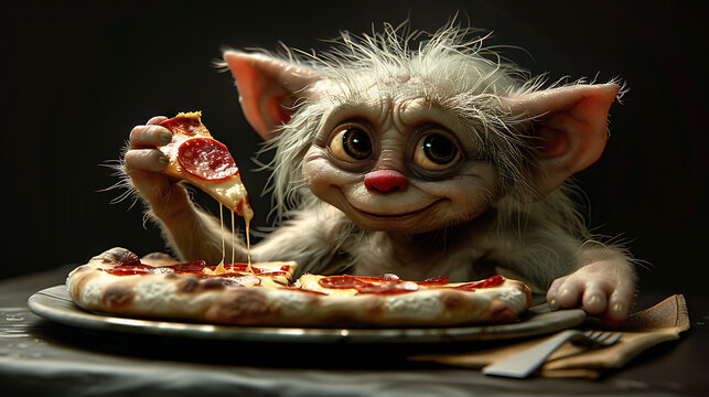 troll enjoying pizza