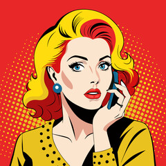 woman-chatting-on-the-phone--pop-art-illustration
