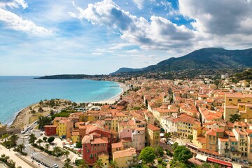 Menton in France in summer with clear blue sky