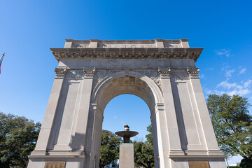Newport News Victory Arch, downtown Newport News, Virginia, USA.