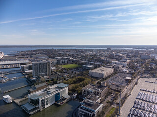 Downtown Charleston, South Carolina, USA, aerial view.