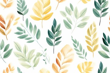 Watercolor Autumn Leaves Pattern