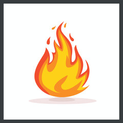 Orange and red flame icon vector illustration on white background