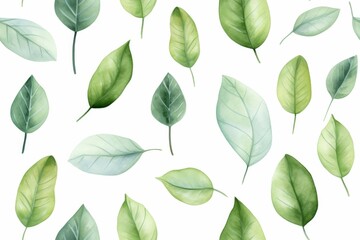Seamless Pattern of Watercolor Leaves