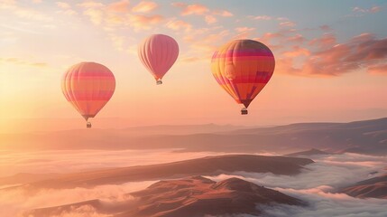 Obraz premium hot air balloon over sunset