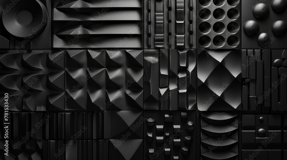 Leinwandbilder this is an image showing a variety of 3d geometric shapes forming a textured pattern, rendered in mo