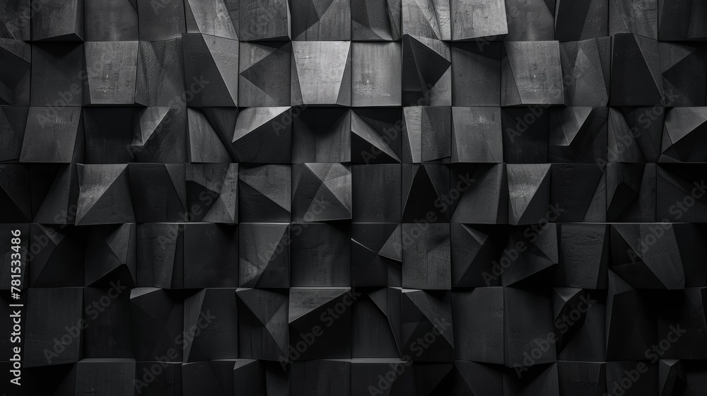 Poster Image showcasing a repetitive pattern of 3D geometric wooden blocks with a rough texture, giving it an abstract quality