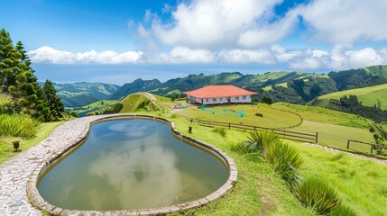 landscape with lake and mountains