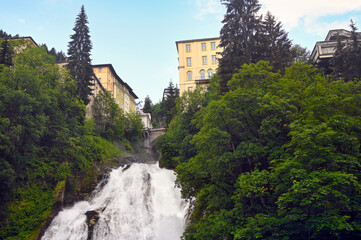 Waterfall Gasteiner Ache river in Bad Gastein summer season