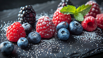berries on slate plate