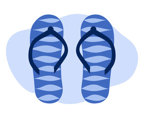Blue Flip flops isolated vector striped design.