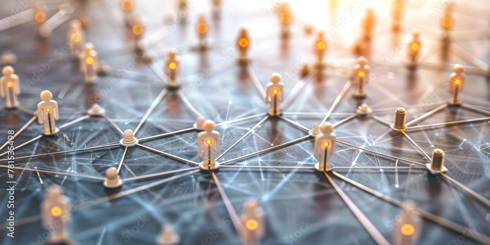 Aufkleber a group of people are connected to each other in a network. the people are represented by small figu