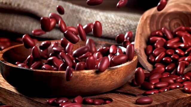 Super slow motion red beans. High quality FullHD footage