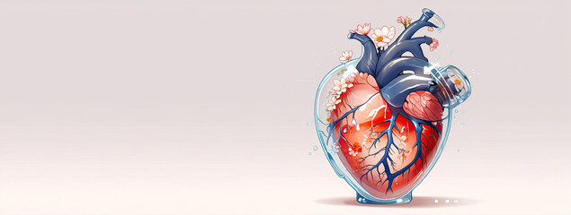 anatomical heart surrounded by a transparent dome