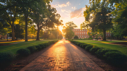 Golden Sunrise Over North Carolina State University: A Blend of Academic Life and Natural Beauty