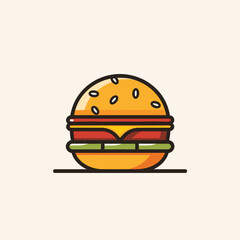 Minimalist burger logo illustration for restaurant fast food concept vector design