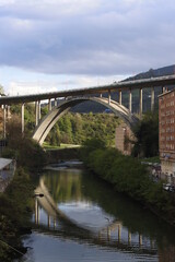 Fototapeta na wymiar Concrete bridge in the suburbs of Bilbao