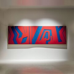 Modern Abstract Artwork in Vibrant Blue and Red