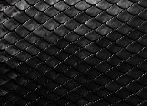 Black Snake Skin Texture with Scales Pattern. Reptile Textured Detailed Skin Background. Generative AI