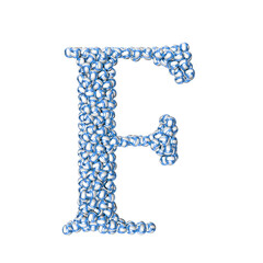 Symbol made of blue volleyballs. letter f