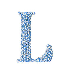 Symbol made of blue volleyballs. letter l