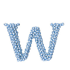 Symbol made of blue volleyballs. letter w