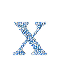 Symbol made of blue volleyballs. letter x