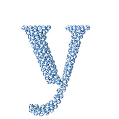 Symbol made of blue volleyballs. letter y