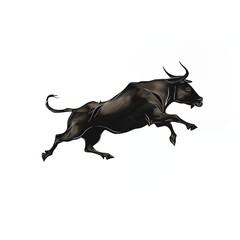 Fototapeta premium A black bull is leaping through the air