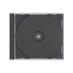 isolated old music CD disc jewel case without compact disk and cover in transparent background, y2k...