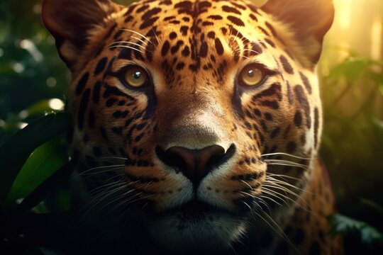 a close up of a leopard's face
