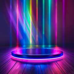 Modern round empty plattform podium for product presentation.