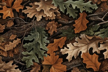 Autumn Leaves and Tree Bark Texture