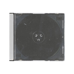isolated old music CD disc jewel case without compact disk and cover in transparent background, y2k style