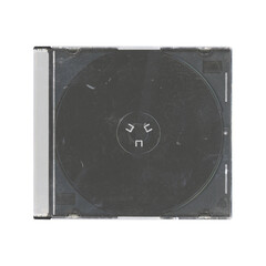 isolated old music CD disc jewel case without compact disk and cover in transparent background, y2k...