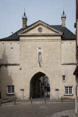 The Prisoners Gate erected in 1375 as part of the first city wall Around Lier in Belgium. Historic landmark monument called Gevangenenpoortn in UNESCO  beguinage on begijnhofstraat - 781545232