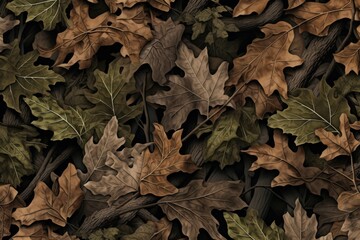 Autumn Leaves and Twigs Texture