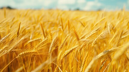 Fototapeta premium Field of ripe wheat awaits harvest