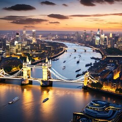 As night falls over the historic city of London, the iconic Tower Bridge stands as a majestic...