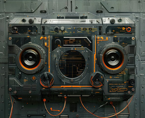 create a futuristic walkman combine with type R structure