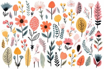 Colorful Hand-Drawn Floral Pattern