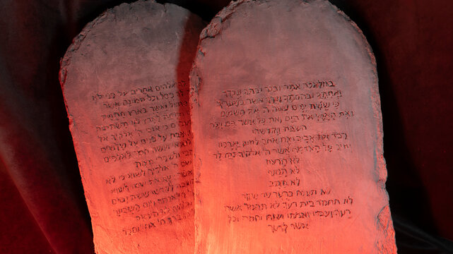 The tablets with the Ten Commandments of the Bible