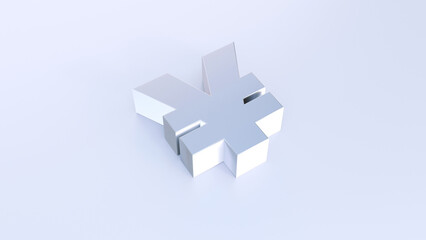 Yuan symbol icon on white background. Silver yuan symbol on white background.