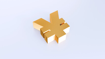 Yuan symbol icon on white background. Gold yuan symbol on white background.