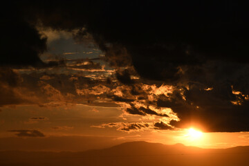 Sunset Over Desert Clouds Orange Southwest 