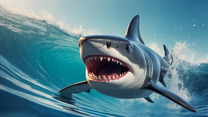 shark  jaw  in the ocean