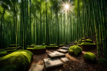Foto auf Leinwand bamboo grove in the morning © Momina
